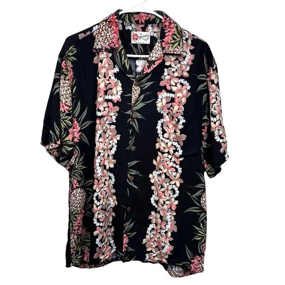 Hilo Hattie Other - Vintage y2k Hilo Hattie Hawaiian Men medium button up short sleeve floral black